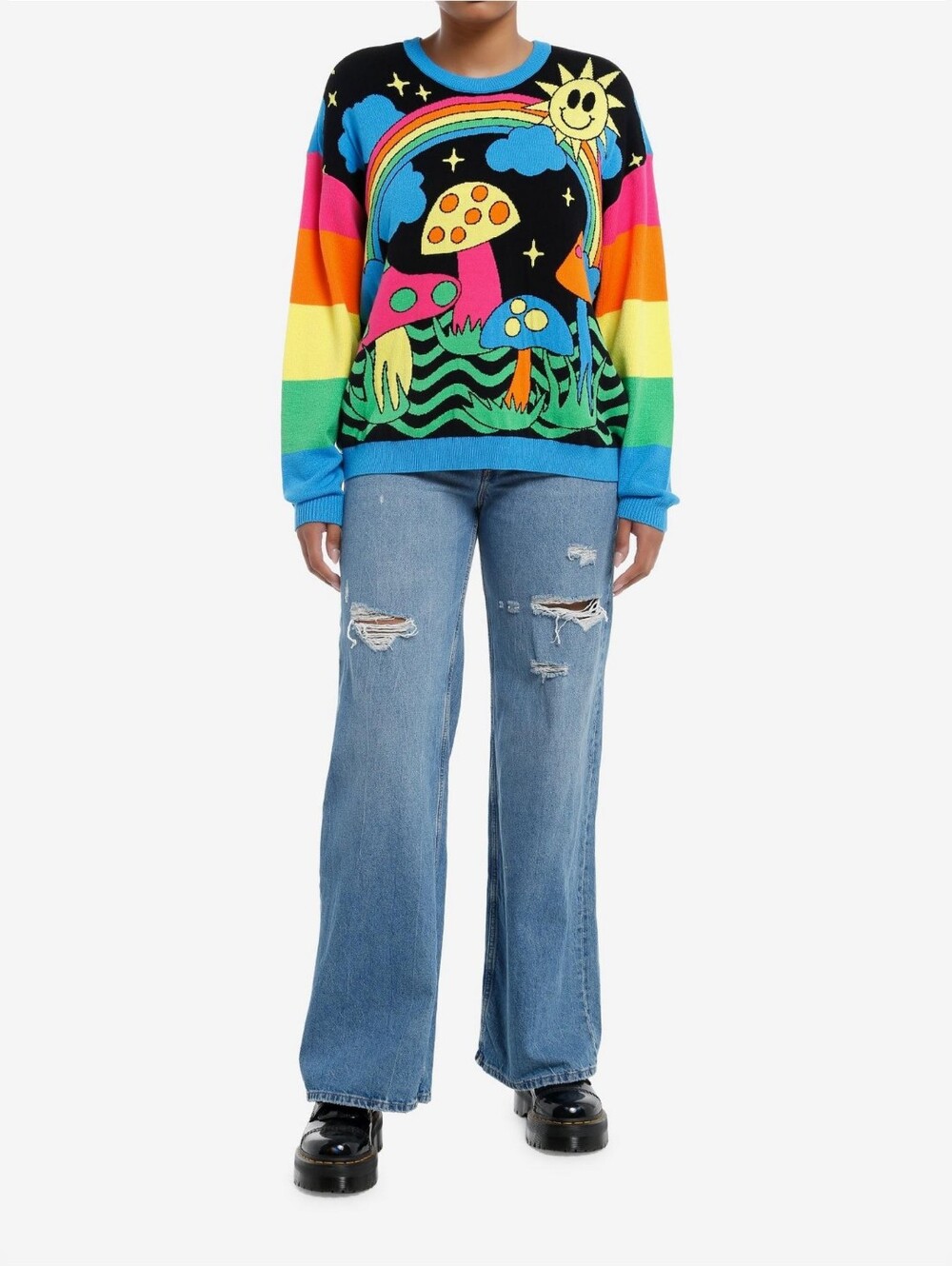 Social Collision Psychedelic Rainbow Knit Sweater